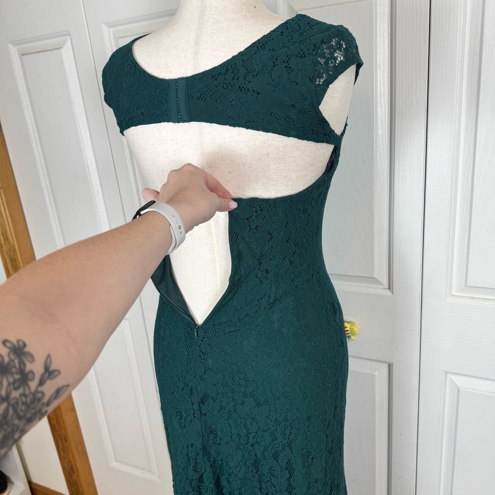 Lulu's Green Lace Maxi Dress - Picture 5 of 14